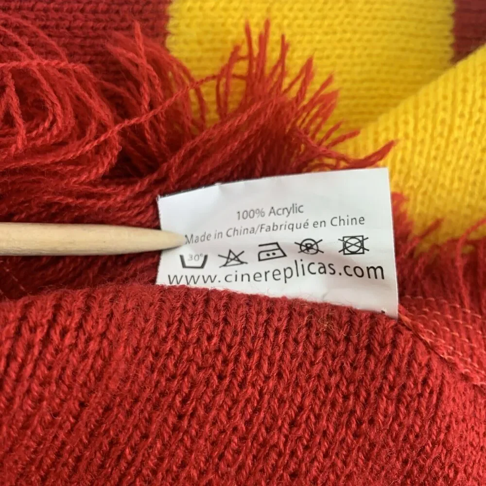 BOGO Harry Potter Gryffindor Striped Scarf Knit Fringe Patch One Size Red Yellow